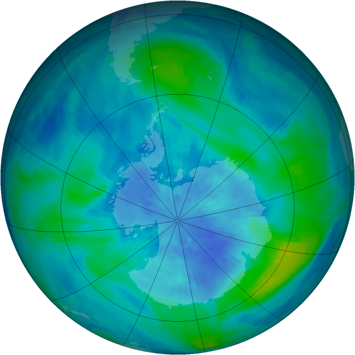 Antarctic ozone map for 19 March 2001